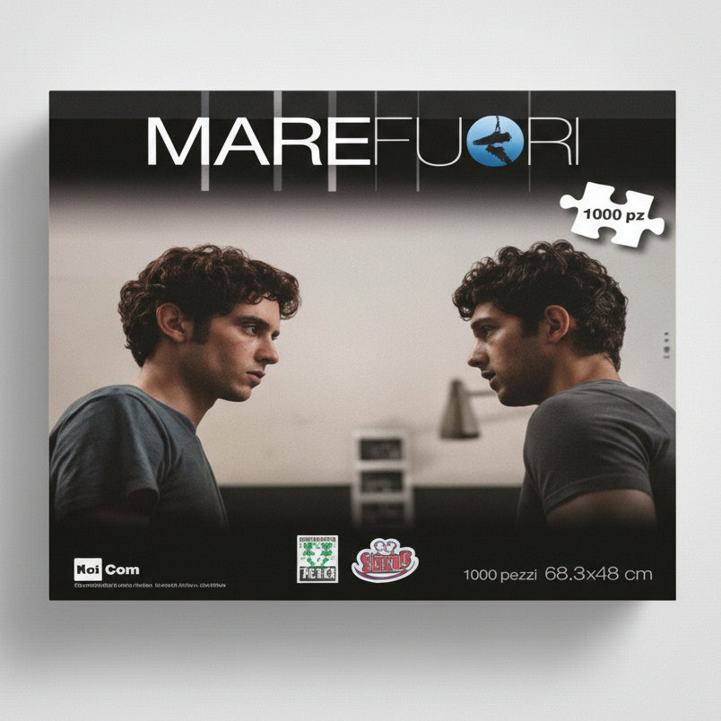 Confezione del puzzle Mare Fuori da 1000 pezzi con la grafica ufficiale della celebre serie televisiva italiana