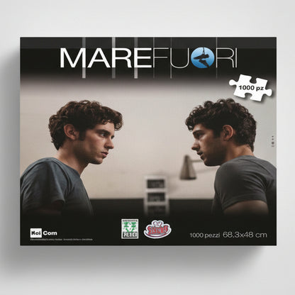 Confezione del puzzle Mare Fuori da 1000 pezzi con la grafica ufficiale della celebre serie televisiva italiana