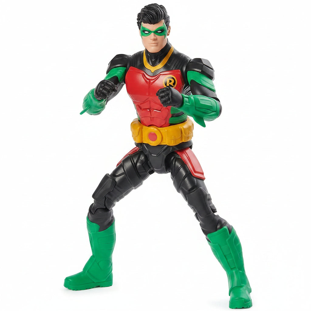 Confezione dell'action figure Robin da 30 cm marca Spin Master con licenza ufficiale DC Comics e grafica di Batman