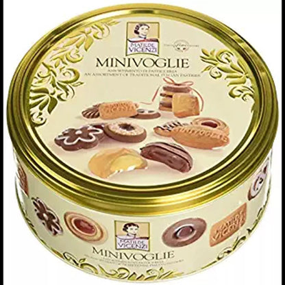 Matilde Vicenzi Minivoglie - Scatola in Latta Rotonda con Assortimento di Pasticceria