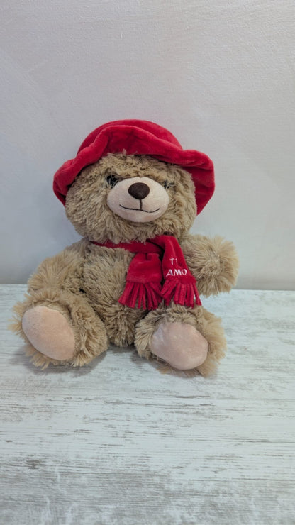 Peluche Teddy Orsetto 25cm con Cappello e Sciarpa Ti Amo