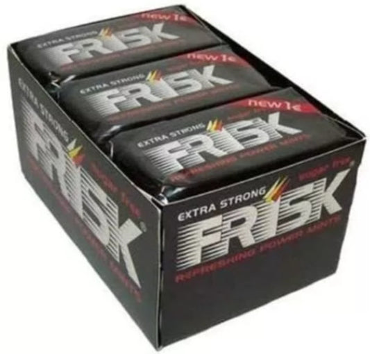 Frisk Nere Extra Forti 12 Frisk Extra Strong - Box Espositore 12 pz con Astucci di Caramelle Menta Forte Senza Zuccheropz Caramelle Sugar Free