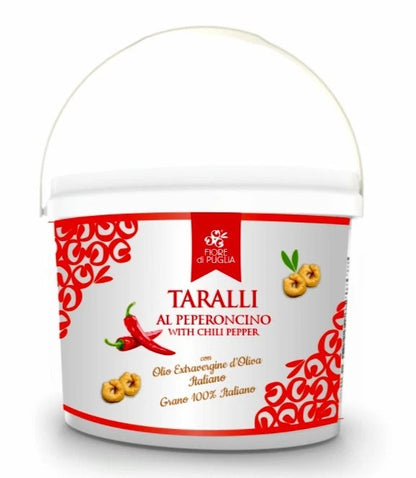 Fiore di Puglia - Taralli al Peperoncino 3 kg con Olio Extravergine d'Oliva in Secchiello Professionale