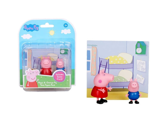 Peppa Pig - Twin Figure Pack con Peppa & George e Scene Card (Camera da Letto)