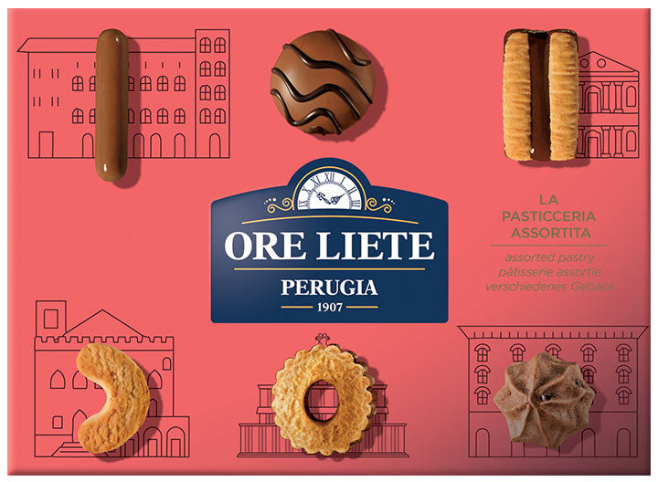 Ore Liete Perugia 450 g- La Pasticceria Assortita in Confezione Regalo Rossa