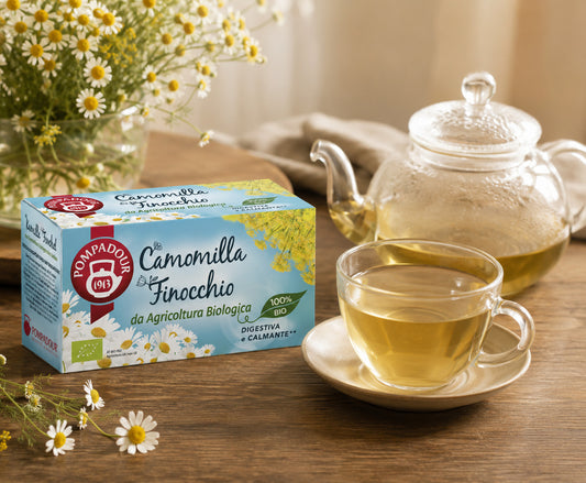 Pompadour Camomilla Finocchio 18 bustine Digestiva Calmante 100% Bio Tisana