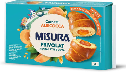 Misura Privolat Cornetti Albicocca Senza Latte e Uova 1 Confezione da 6 cornetti