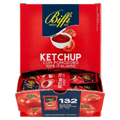 Biffi Ketchup - Con Pomodoro 100% Italiano - Box Dispenser da 132 Bustine Monodose da 10g