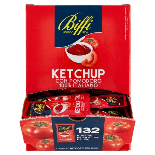 Biffi Ketchup - Con Pomodoro 100% Italiano - Box Dispenser da 132 Bustine Monodose da 10g