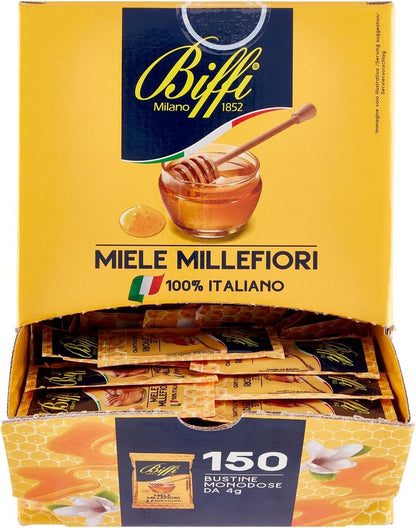 Biffi - Miele Millefiori 100% Italiano Espositore 150 Bustine Monodose da 4g
