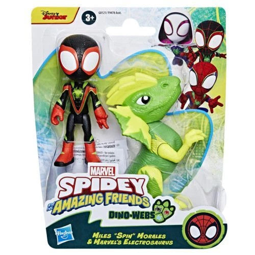 Spidey Miles "Spin" Morales & Marvel's Electrosaurus Dino-Webs Set - Spidey and His Amazing Friends (Hasbro)