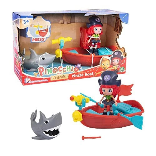 Pinocchio and Friends Pirate Boat - Set Gioco Barca Pirata con Personaggio e Squalo