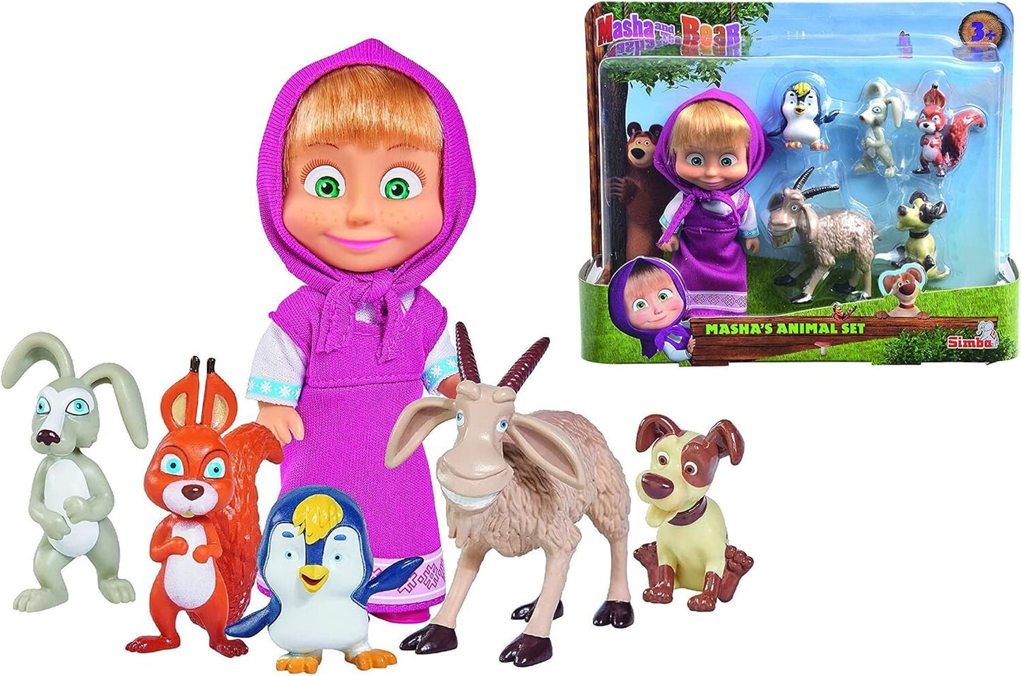 MASHA e ORSO Animal Set Originale Simba Action Figure Bambina Collezione