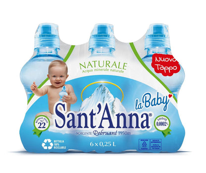 ACQUA SANT'ANNA Baby Naturale 0,25 litri 24 Bottiglie Bambino 4 confezioni da 6