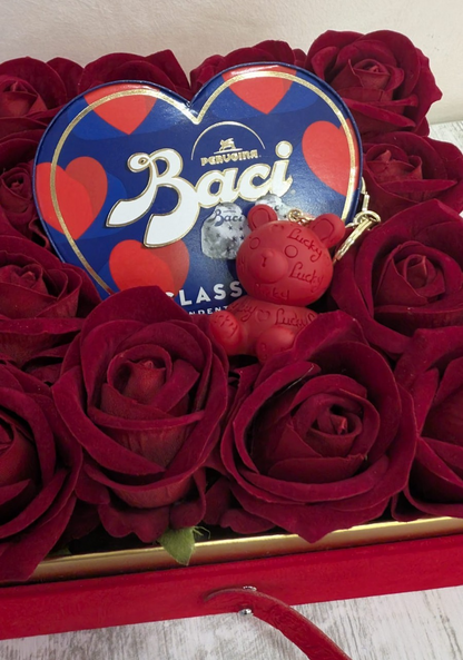 Box con Baci Perugina, Rose Velluto e Teddy
