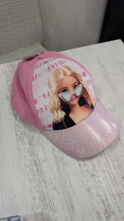 Barbie - Cappellino 54cm con Visiera Rosa Glitterato e Grafica Fashion