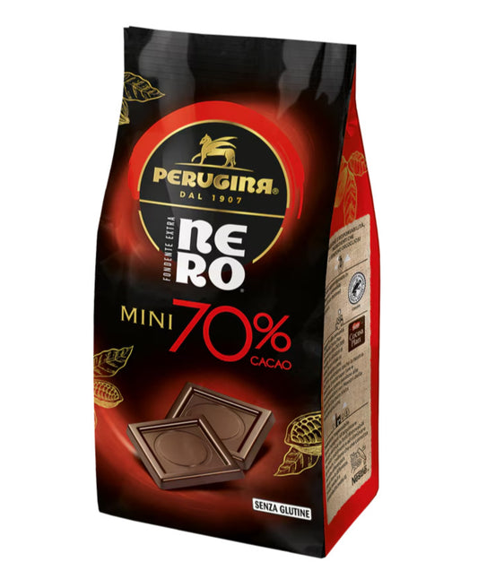 NERO PERUGINA MINI 150 gr Cioccolato Fondente 70% Cacao Quadrati Senza Glutine