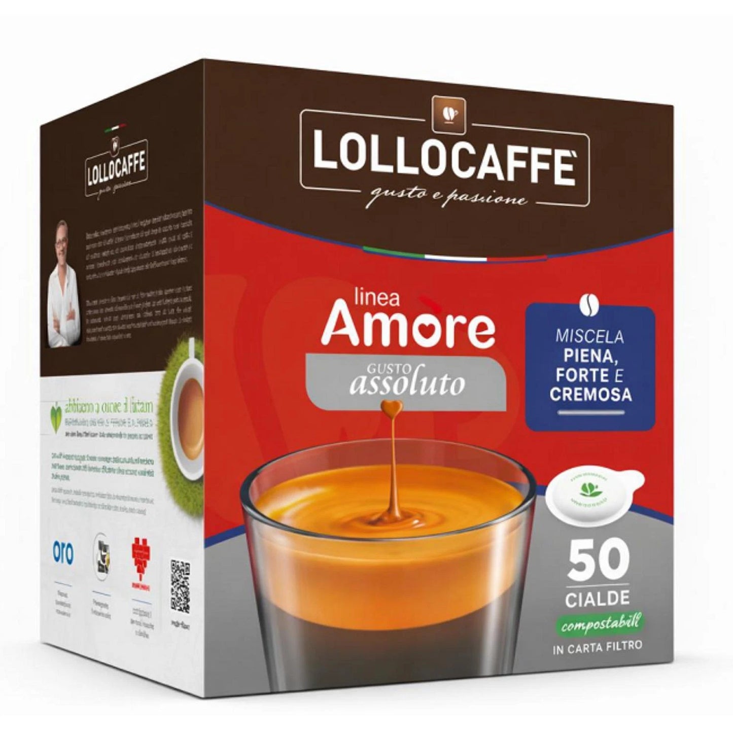 Lollo Caffè Linea Amore Gusto Assoluto Cialde Compostabili ESE 44 mm - Confezione da 50 Cialde