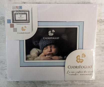 Portafoto CuoriFoglio da Tavolo in Legno - Cornice Celeste per Bambini