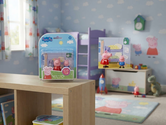 Peppa Pig - Twin Figure Pack con Peppa & George e Scene Card (Camera da Letto)