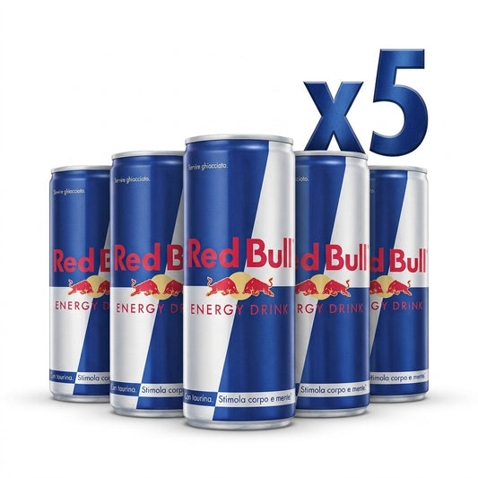 Red Bull Energy Drink x5 Lattine 250 ml Bevanda Energetica Classica