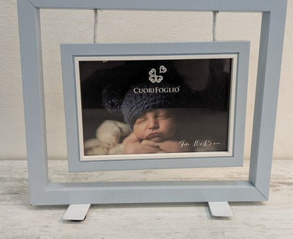 Portafoto CuoriFoglio da Tavolo in Legno - Cornice Celeste per Bambini