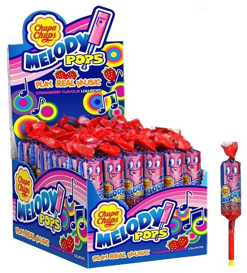 Chupa Chups Melody Pops Fragola - Box Espositore con Lecca Lecca Fischietto Musicale