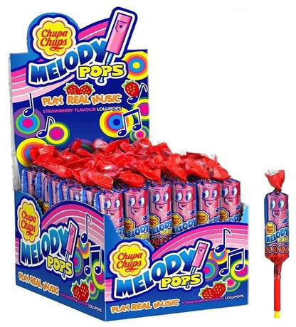 Chupa Chups Melody Pops Fragola - Box Espositore con Lecca Lecca Fischietto Musicale