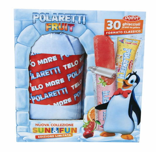 Polaretti Ghiaccioli Frutta 30 pz con TELO MARE 80x120 Senza Glutine Dolfin