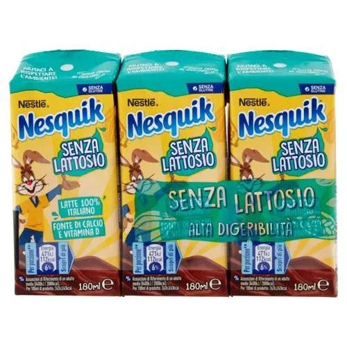 Nesquik Latte e Cacao Nestlè 3 Brick Bevanda Fredda al Cioccolato Senza Lattosio