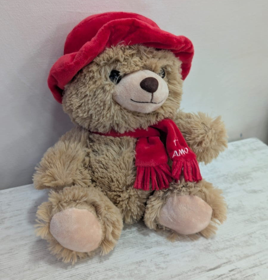 Peluche Teddy Orsetto 25cm con Cappello e Sciarpa Ti Amo