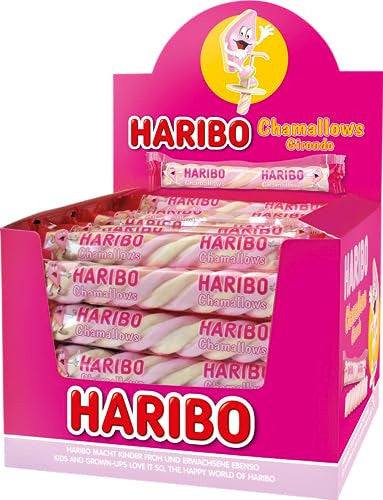 Haribo Chamallows Box - Display con Bastoncini di Marshmallow Morbidi e Golosi