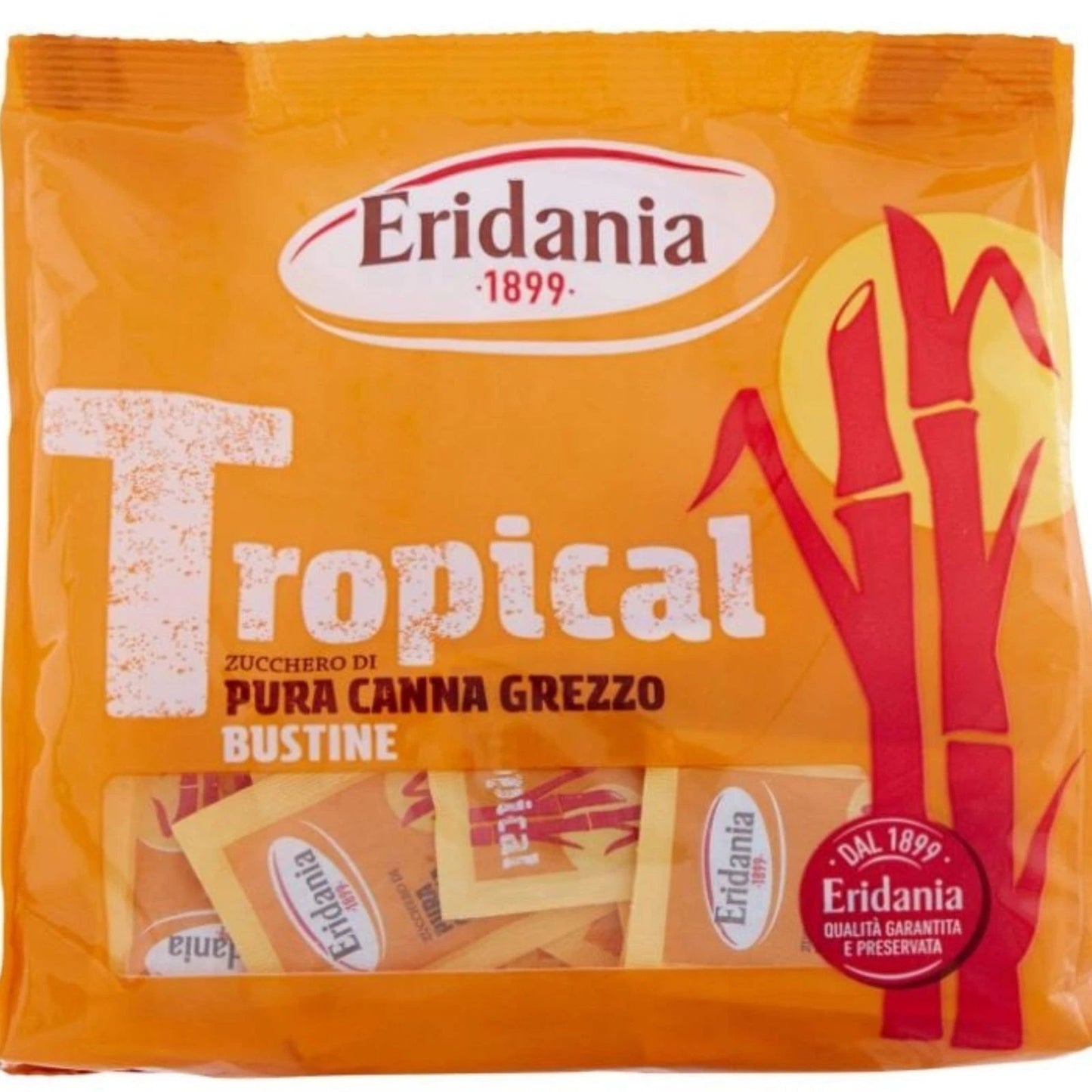 Eridania - Zucchero di Pura Canna Grezzo 500 gr Tropical in Bustine Monodose