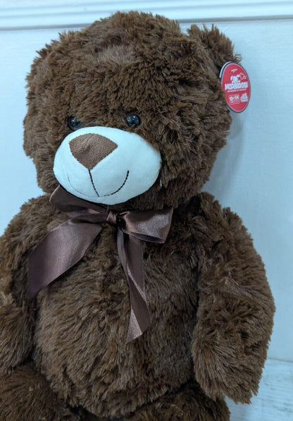 Orsacchiotto di Peluche Marrone con Fiocco e Dettagli Bianchi