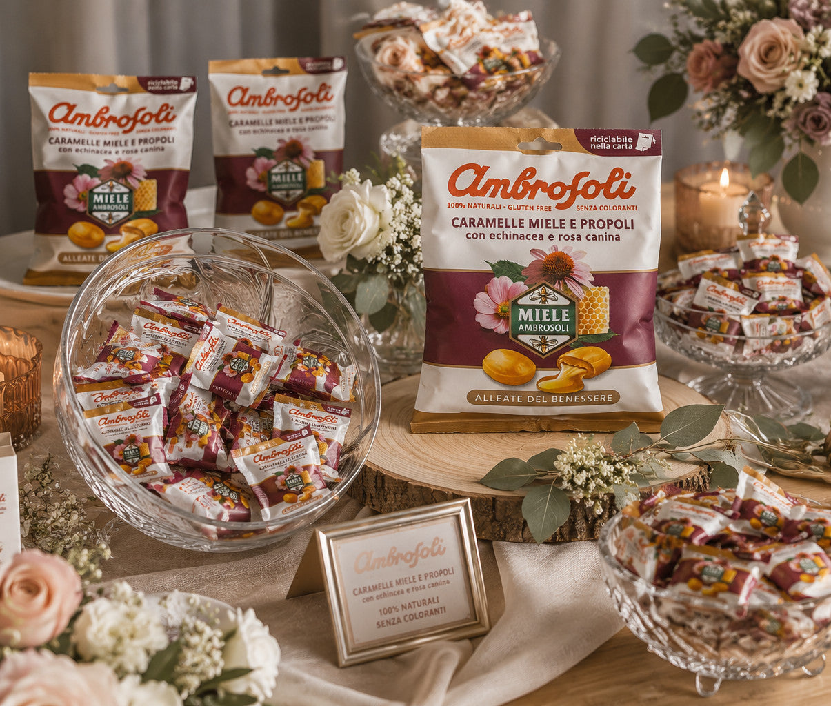 Ambrosoli Caramelle Miele e Propoli con Echinacea e Rosa Canina - 100% Naturali Gluten Free