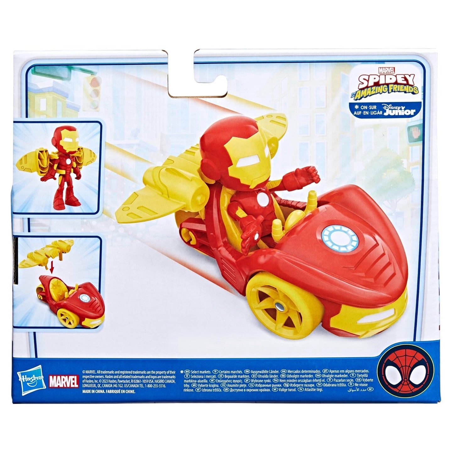 Iron Man Iron Racer Vehicle con Action Figure - Spidey and His Amazing Friends (Hasbro)