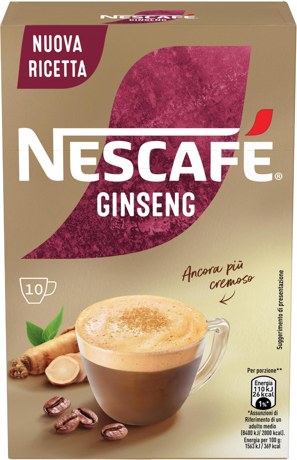 Nescafé Ginseng Solubile - Confezione da 10 Buste Monodose