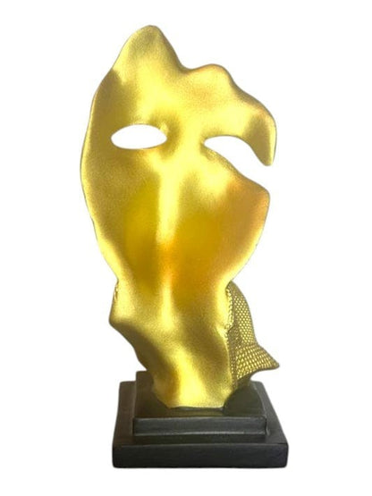 Statua Decorativa “Silenzio” Oro – Scultura Moderna su Base Nera