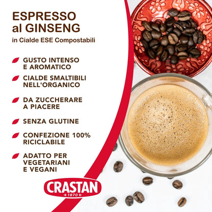 Crastan Espresso al Ginseng in Cialde Compostabili - Confezione da 18 Cialde