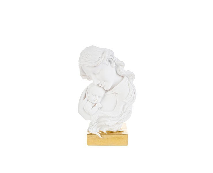 Statua Scultura Decorativa Maternità in Bianco e Oro