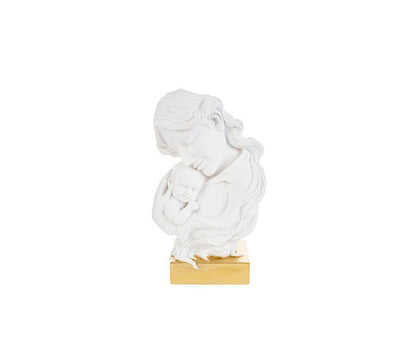 Statua Scultura Decorativa Maternità in Bianco e Oro