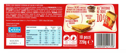Ferrero Tronky Sandwich - Croccante Wafer con Ripieno al Cacao e Nocciole - Confezione da 10 Pezzi