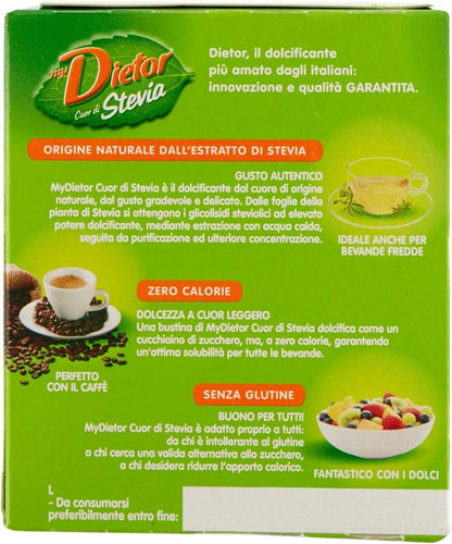 My Dietor Cuor di Stevia - Dolcificante di Origine Naturale - Confezione da 30 Bustine