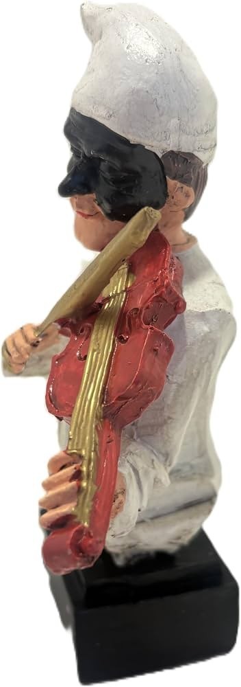 Statuetta Pulcinella Musicista - Busto Decorativo in Ceramica con Violino