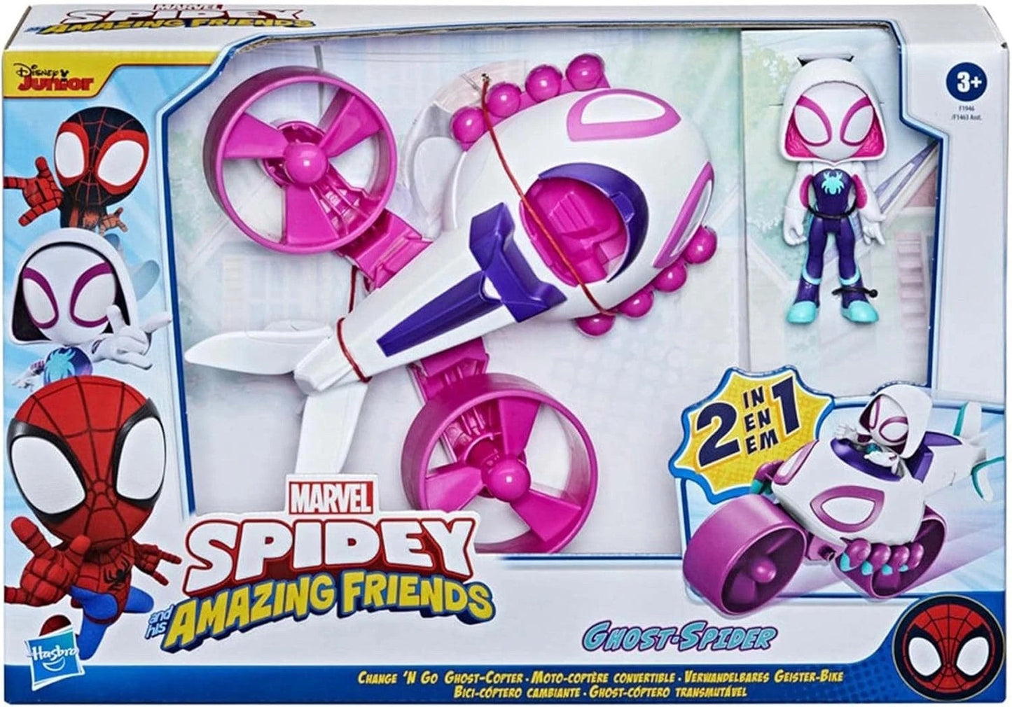 Spidey Ghost-Spider Transformable Vehicle 2 in 1 con Action Figure - Spidey and His Amazing Friends (Hasbro)