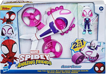 Spidey Ghost-Spider Transformable Vehicle 2 in 1 con Action Figure - Spidey and His Amazing Friends (Hasbro)