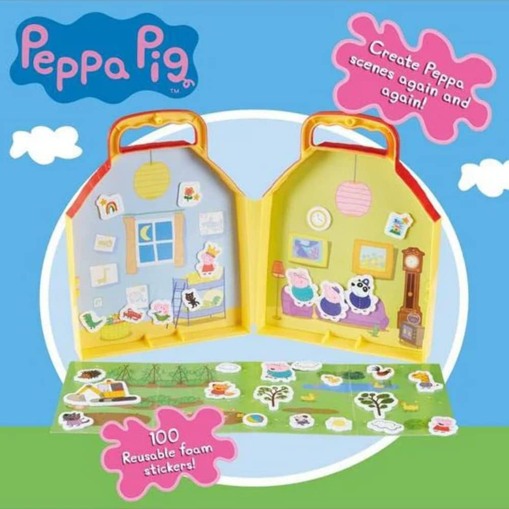 PEPPA PIG STICKERS House 100 Stikers disegnare creativo Casa Originale Portatile