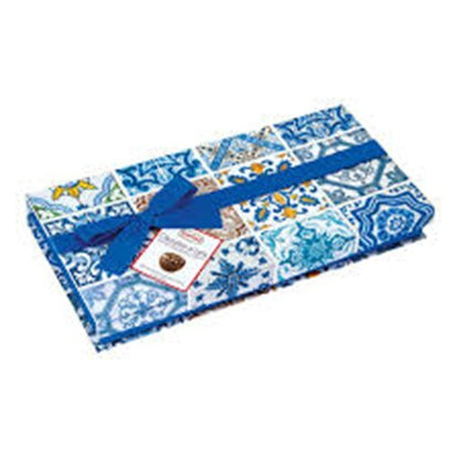 Sorini - Confezione Regalo di Cioccolatini con Fantasia Maioliche Blu e Fiocco