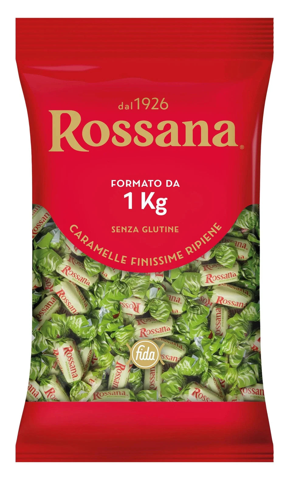 Caramelle Rossana al Pistacchio Fida - Busta Scorta 1 Kg Caramelle Finissime Ripiene
