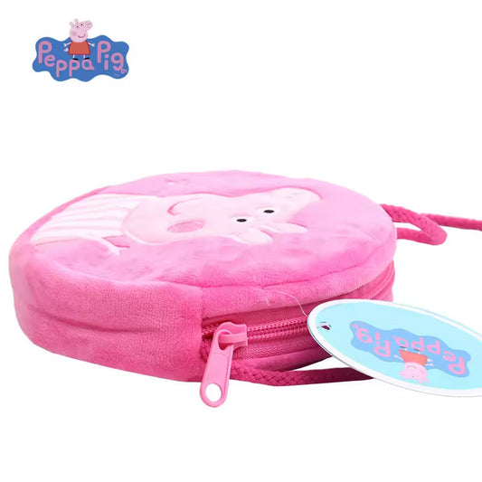 Peppa Pig - Borsetta Rotonda in Peluche Rosa con Tracolla e Zip